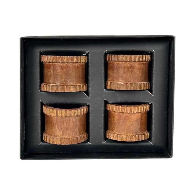 Set de 4 Anillos para Servilleta con Diseño Texturizado Color Bronce