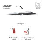 Sombrilla Rectangular Doble Sombra de Aluminio de 620 x 295 cm Color Gris