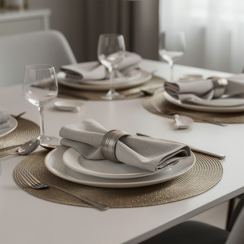 Set de 4 Anillos para Servilleta con Diseño Decorativo Color Plateado