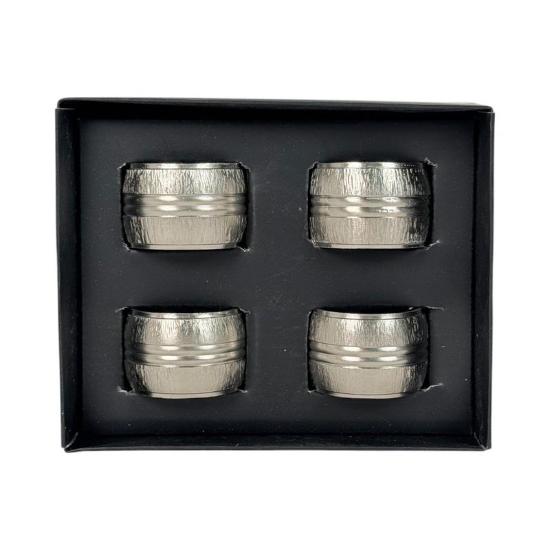 Set de 4 Anillos para Servilleta con Diseño Decorativo Color Plateado