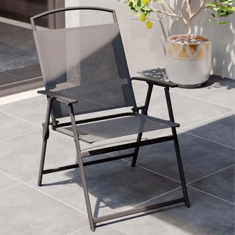 Set de Comedor de Acero Doma con Sombrilla Color Gris para 6 Personas