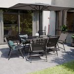 Set de Comedor de Acero Doma con Sombrilla Color Gris para 6 Personas