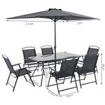 Set de Comedor de Acero Doma con Sombrilla Color Gris para 6 Personas