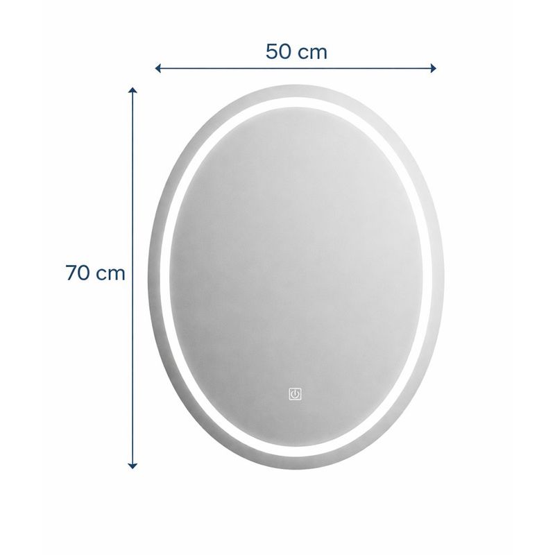 Espejo LED Ovalado 80 x 60 cm con Luz Táctil