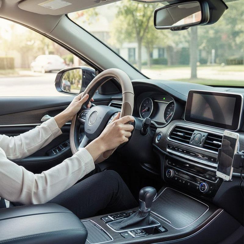 Cubre Volante para Auto de Cuero Sintético Beige