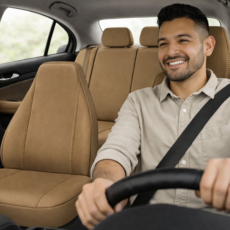 Cubre Asiento para Auto de Tela Beige Liso