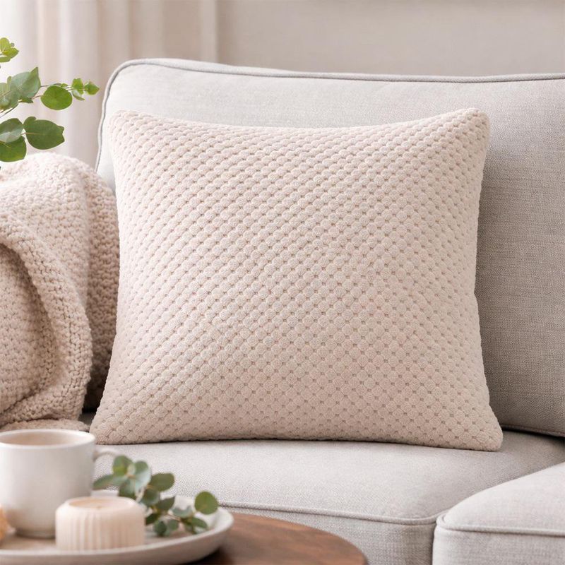 Set de 2 Cojines de 40 x 40 cm con Textura Suave Color Gris Claro