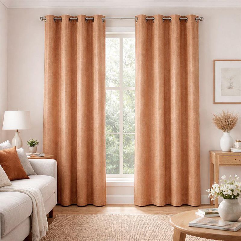 Cortina Black Out con Ojales de Metal Color Terracota 137 x 228 Cm