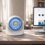 Ventilador de Escritorio de 3 Velocidades con Luz LED Color Blanco