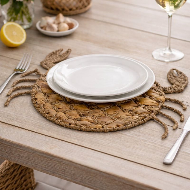 Individual Decorativo de 47 cm Diseño Cangrejo Tejido Natural