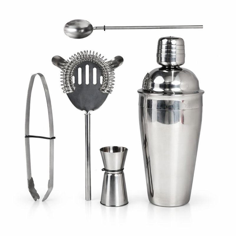 Set de 5 Piezas de Bar en Acero Inoxidable Color Plateado