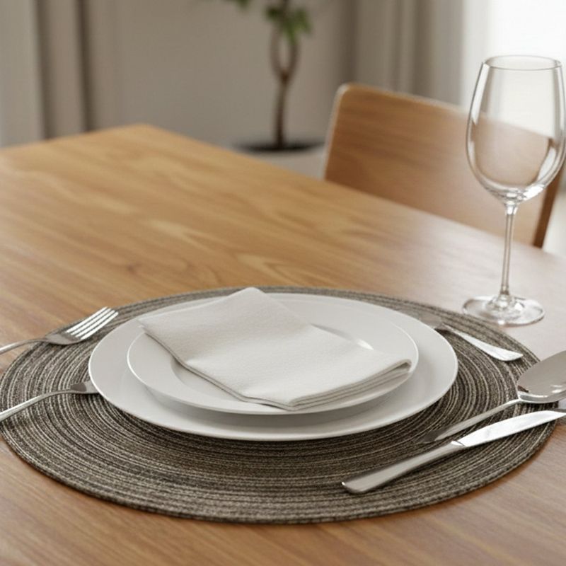 Individual Redondo de 38 cm Tejido Decorativo Color Café