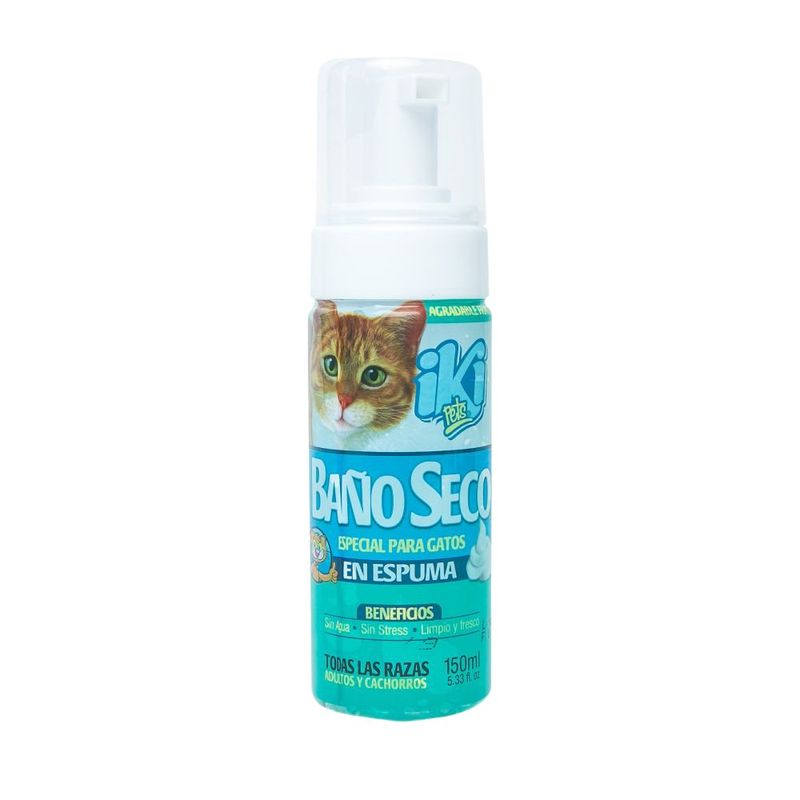 Baño Seco en Espuma Iki Pets para Gatos de 150 ml