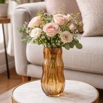 Florero de Vidrio Café Decorativo 14.5 x 14.5 x 31 cm