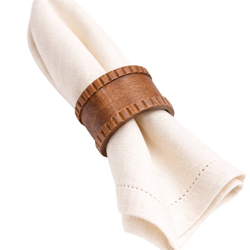 Set de 4 Anillos para Servilleta con Diseño Texturizado Color Bronce