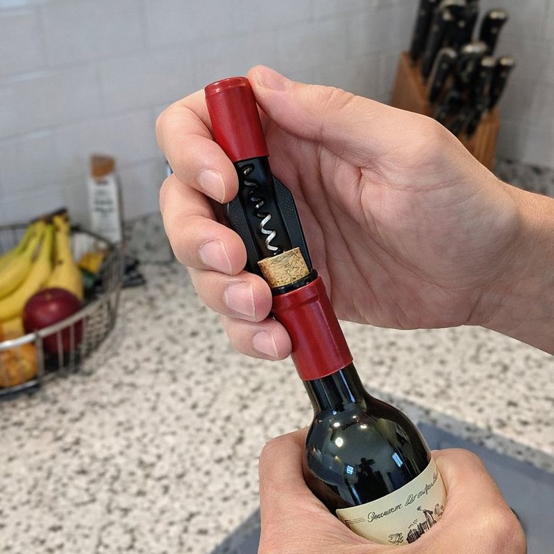 Sacacorchos para Vino Tipo Botella con Destapador