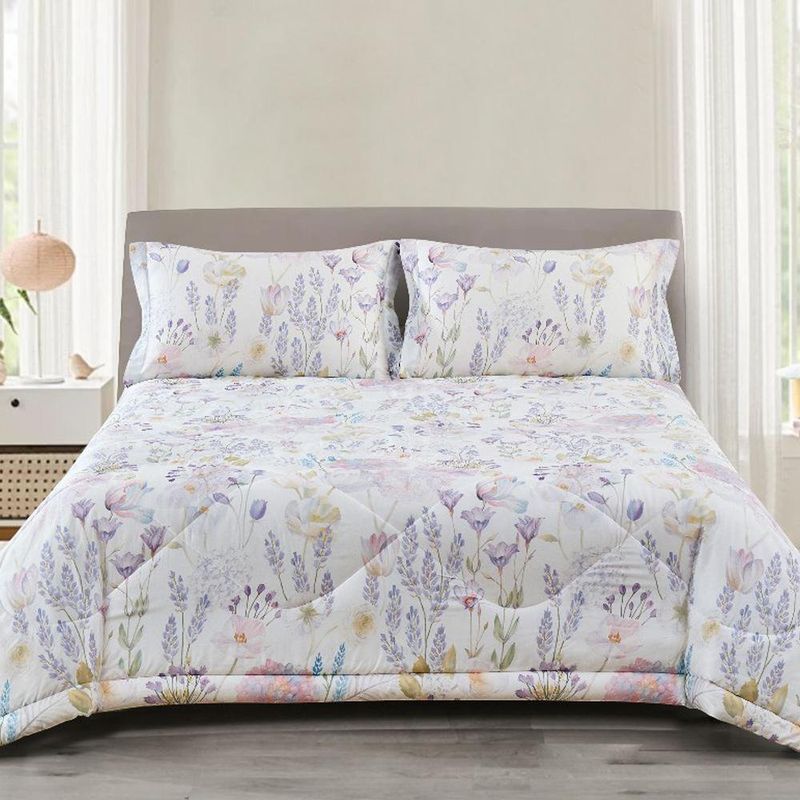 Set de Cubrecama Lavander Haze Tamaño Queen Estampado Floral Multicolor