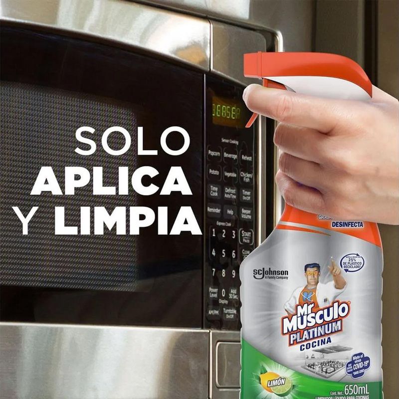 Limpiador para Cocina Mr. Músculo Platinum Triple Acción Aroma Limón de 650 ml