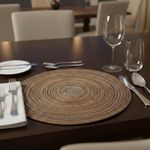 Individual Redondo de 38 cm Tejido Natural Color Café