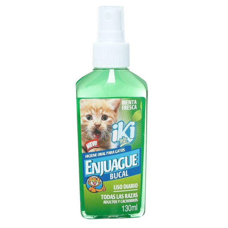 Enjuague Bucal Iki Pets para Gatos Menta Fresca de 130 ml