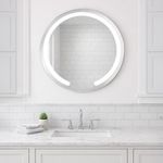 Espejo Redondo LED de 60 x 60 cm con Reloj Digital