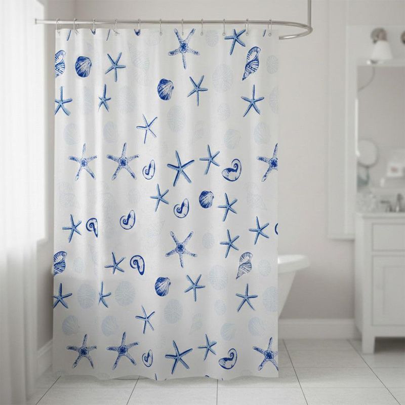Cortina de PEVA con Ganchos para Baño de 177 x 183 cm Diseño Océano