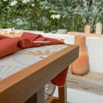 Mesa Comedor de Jardín Gaia de Aluminio 65.5 x 100 x 126 cm Color Marrón