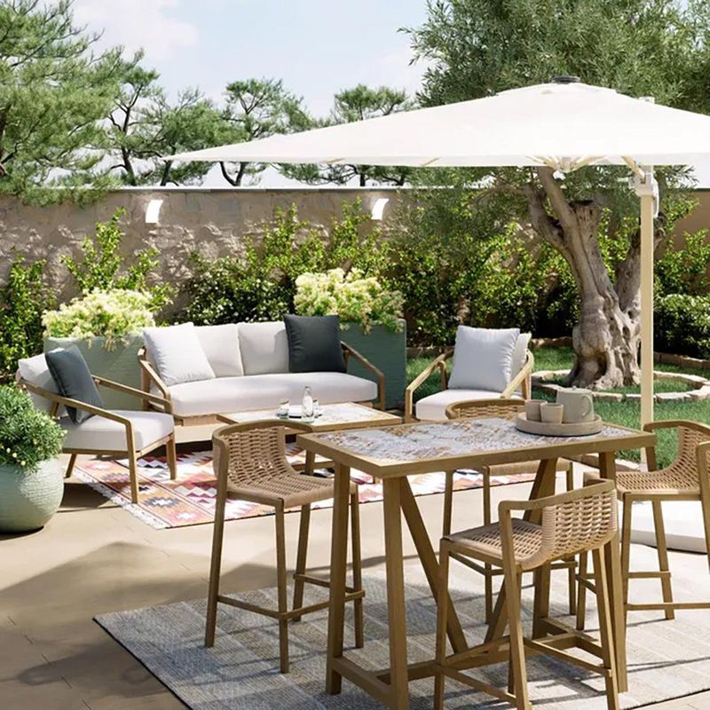 Mesa Comedor de Jardín Gaia de Aluminio 65.5 x 100 x 126 cm Color Marrón