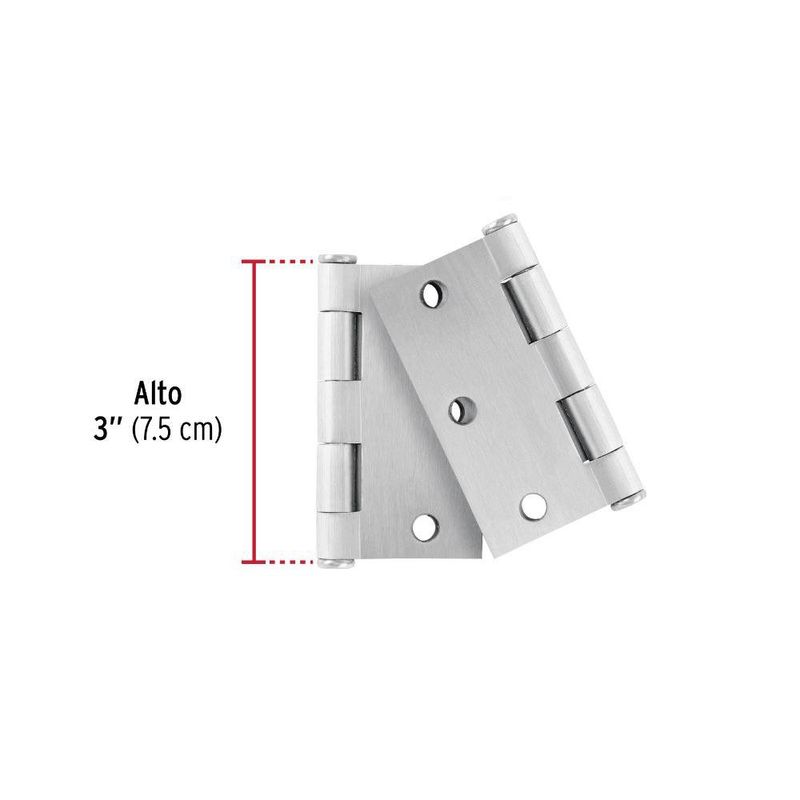 Bisagra Cuadrada de Acero Inoxidable Acabado Satín Cabeza Plana 3 Plg