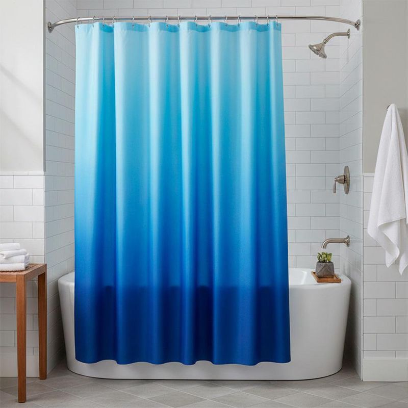 Cortina de Baño Viva con Ganchos Color Azul Degradado de 177 x 183 cm