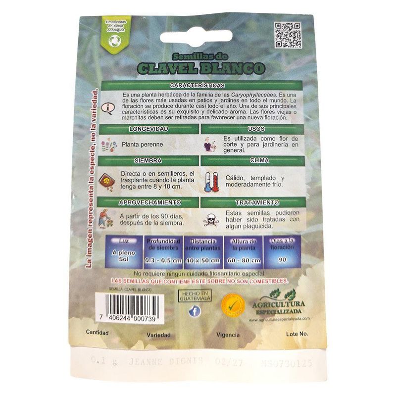Semillas de Clavel Blanco Germoveg’s