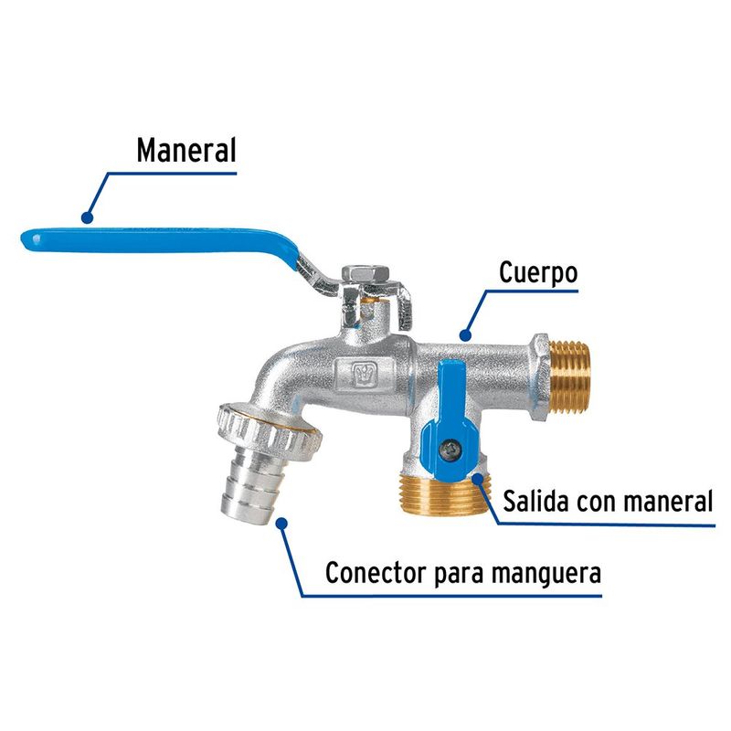 Chorro Tipo Bola Palanca Dual con Adaptador de Metal