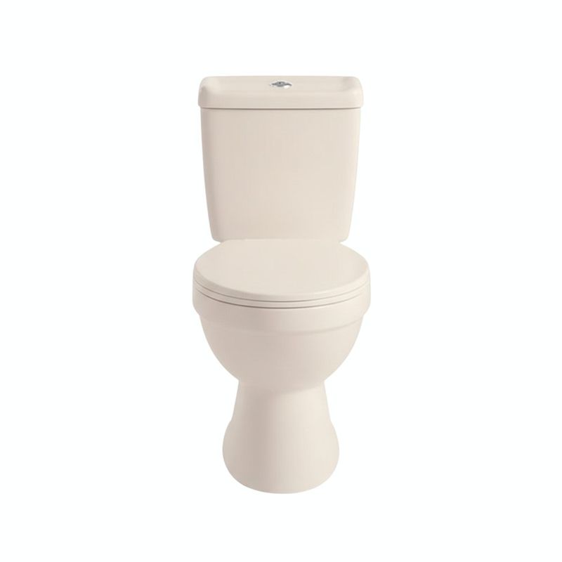 Sanitario de 2 Piezas Redondo Color Beige con Botón Push