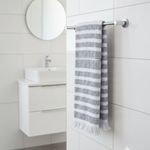 Toalla de Baño con Líneas Blanca y Gris
