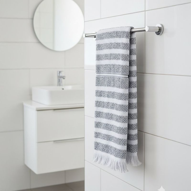 Toalla de Baño con Líneas Blanca y Gris