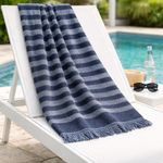 Toalla Extra Playa Diseño Líneas Color Azul con Gris