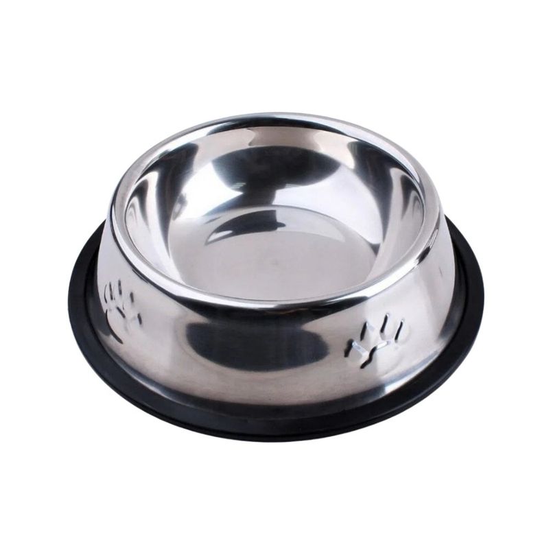 Plato para Perro de Acero Inoxidable con Base Antideslizante de 16 oz