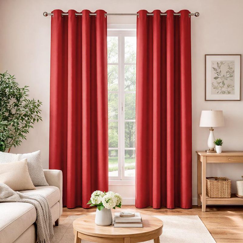 Cortina para Ventana Black Out 137x228 Cm Color Rojo