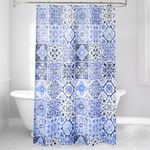 Cortina para Baño con Ganchos de PEVA de 177 x 183 cm Diseño Navy