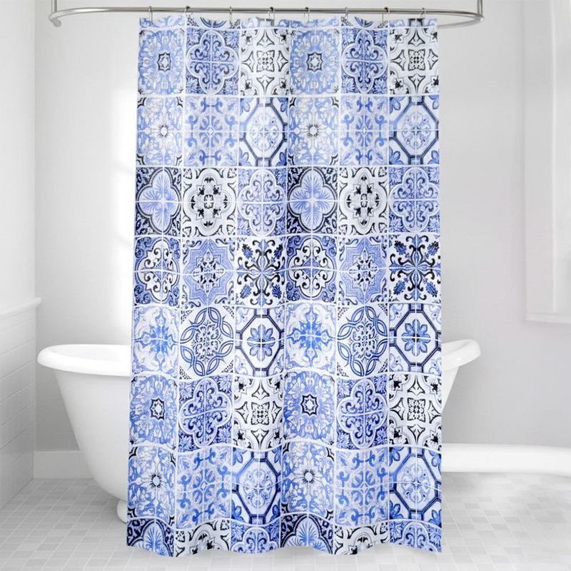 Cortina para Baño con Ganchos de PEVA de 177 x 183 cm Diseño Navy