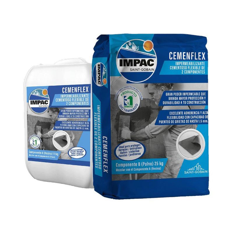 Mortero Cemenflex Color Blanco en Kit de 14.5 Kg