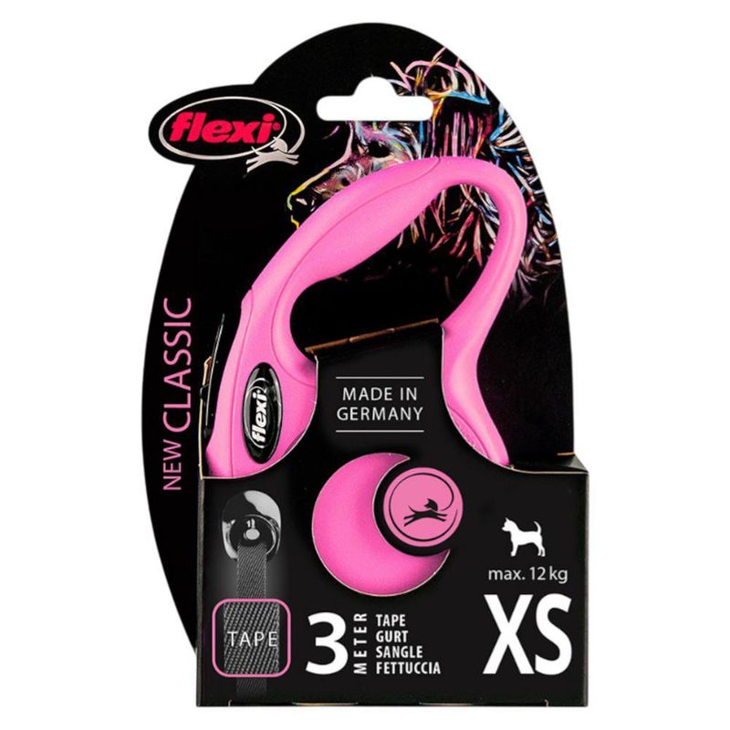 Correa Retráctil Flexi New Classic para Perro Color Rosa Talla XS