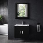 Vanity Aéreo con Espejo y Lavamanos Color Wengue