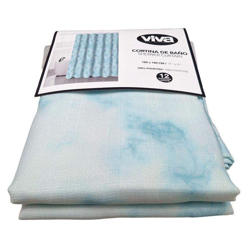 Cortina con Ganchos para Baño de 180 x 180 cm Jacquard Celeste