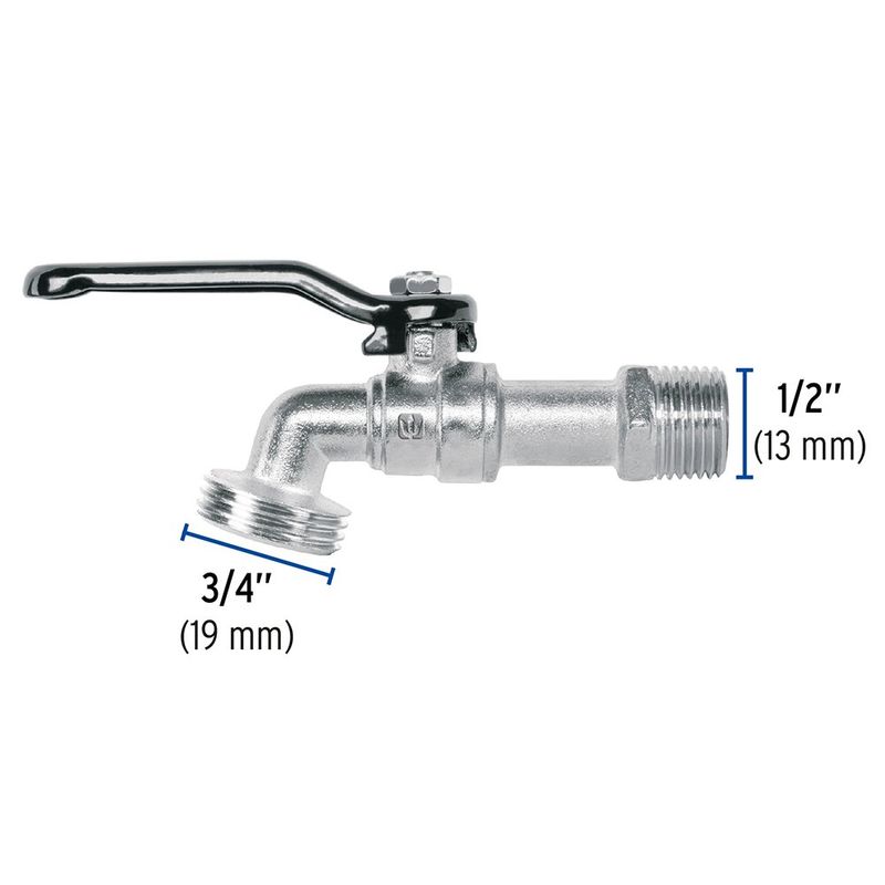Chorro Tipo Bola Palanca 1/2 Plg x 3/4 Plg 110g de Metal