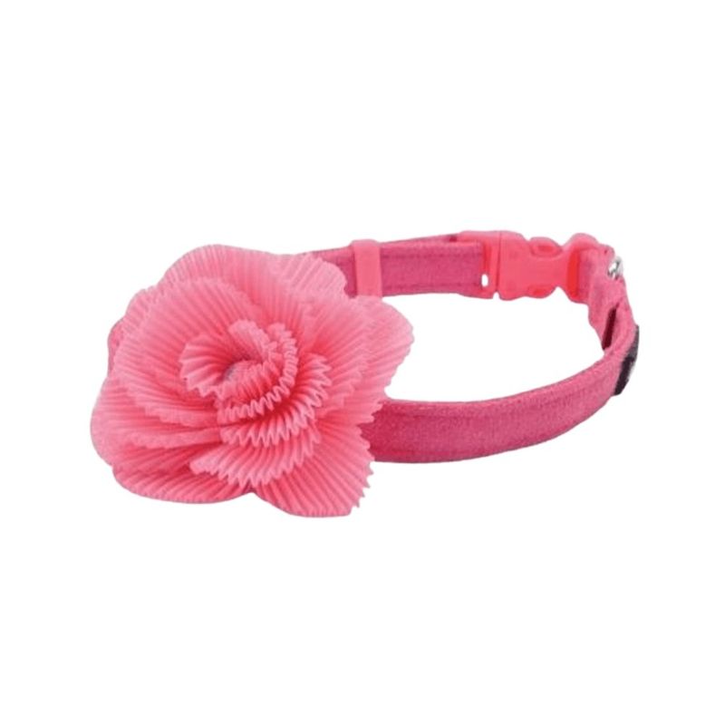 Collar Micro Suede Diseño Flor Rosa