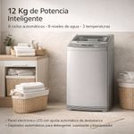 Lavadora de Carga Superior con Panel Electrónico Color Gris de 12 Kg