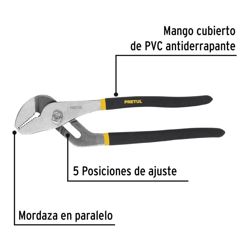 Pinza de Extensión de 10 Plg con Mango de Vinil - Pretul
