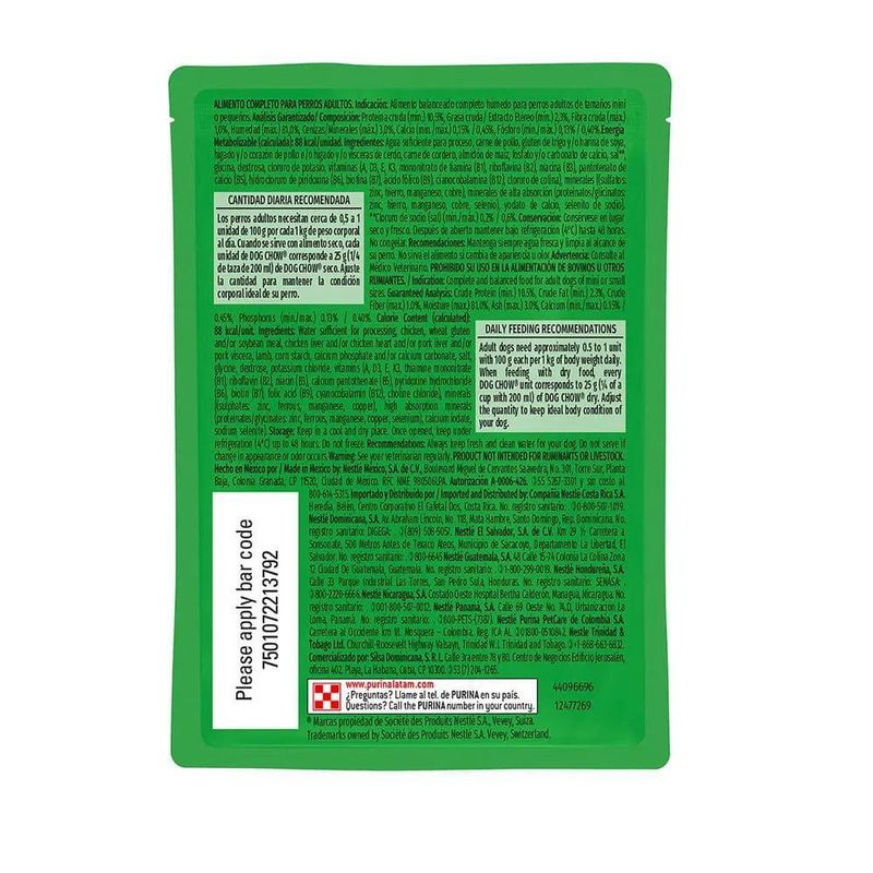 Alimento Húmedo para Perro Adulto Raza Pequeña con Sabor a Cordero de 100 g