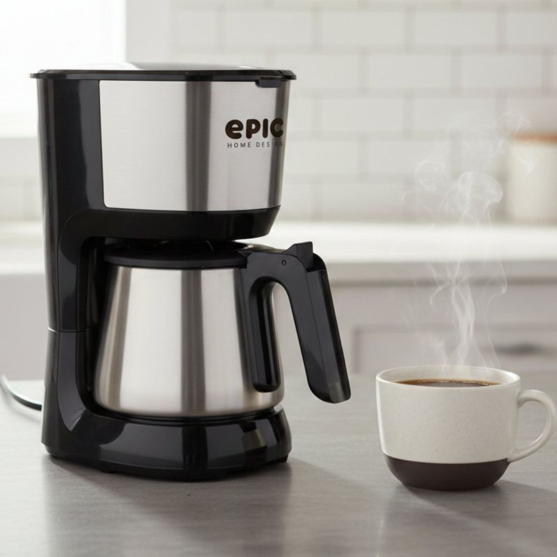 Cafetera de 10 Tazas en Acero Inoxidable con Filtro Reutilizable